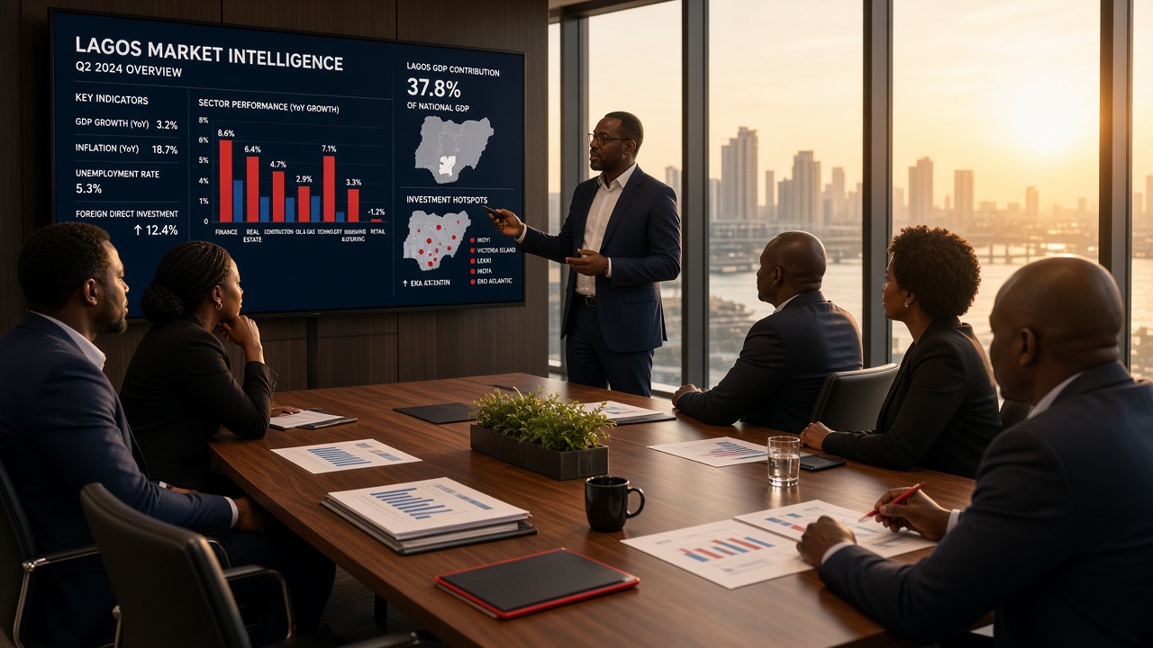 Executives reviewing market intelligence in a boardroom