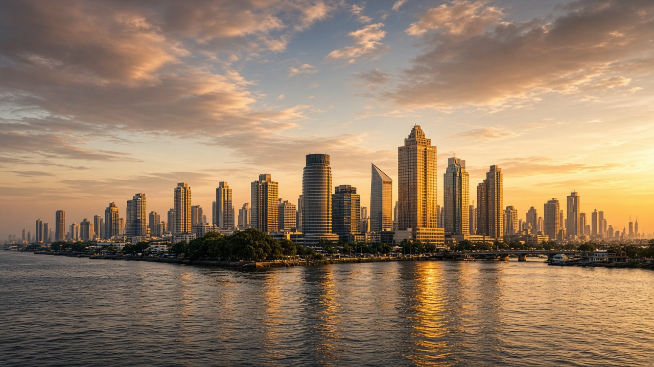 Lagos skyline at golden hour